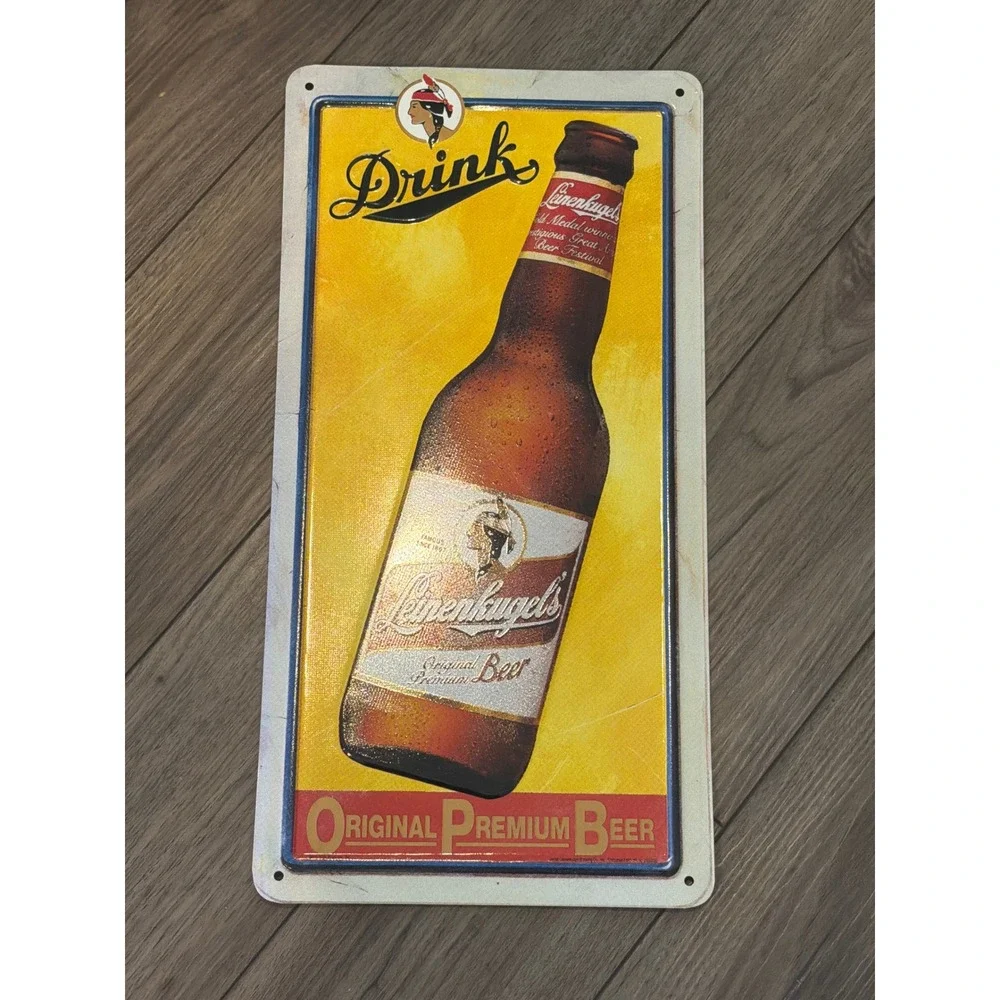 NOS Vintage Leinenkugel's Original Premium Beer Tin Tacker Sign Flawless 18